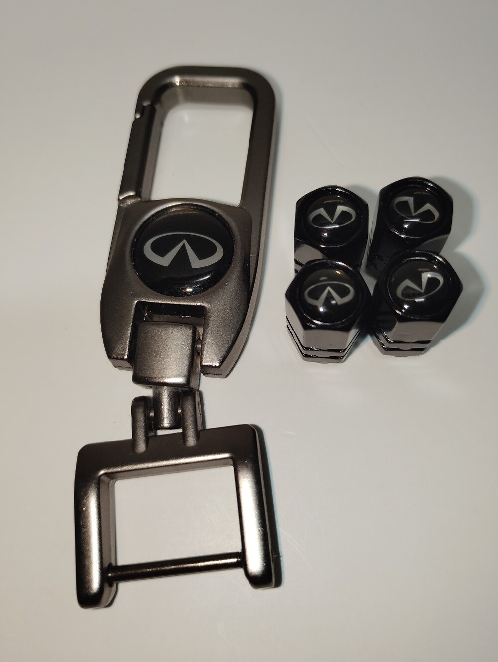 Infiniti Clip Keychain & Stem Cap Bundle-NWT